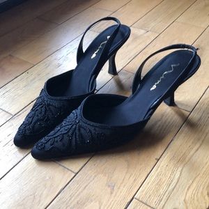 Nina beaded pointy dress mules